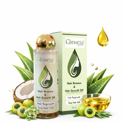 Gloweza Hair Oil for Hair Growth and Fall Control, Ayurvedic, Tea Tree Scent - 100ml